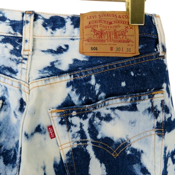 2000 Vintage LEVI'S 501 Bleach Wash High Rise Straight Leg Jeans Waist 30" - Picture 4 of 7